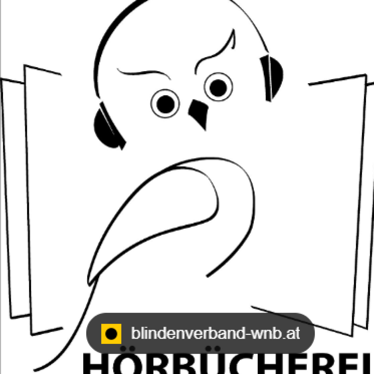 Eine Eule mit einem Buch im Hintergrund